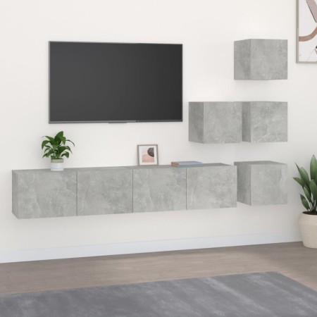 Mueble de pared de TV madera contrachapada gris hormigón en Muebles TV | Comprar online en Foru.es