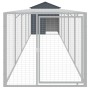 Gallinero con corral acero galvanizado gris 117x609x123 cm de vidaXL, Jaulas y habitáculos para animales pequeños - Ref: Foro...