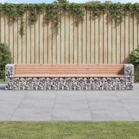 Banco jardín diseño gaviones madera abeto Douglas 347x71x65,5cm de vidaXL, Bancos de jardín - Ref: Foro24-3196255, Precio: 42...