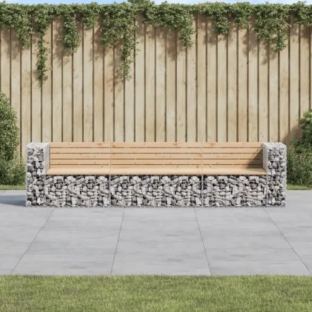 Banco jardín diseño gaviones madera maciza pino 287x71x65,5 cm de vidaXL, Bancos de jardín - Ref: Foro24-3196251, Precio: 359...