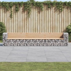 Banco jardín diseño gaviones madera maciza pino 347x71x65,5 cm de vidaXL, Bancos de jardín - Ref: Foro24-3196254, Precio: 400...