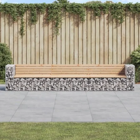 Banco jardín diseño gaviones madera maciza pino 347x71x65,5 cm de vidaXL, Bancos de jardín - Ref: Foro24-3196254, Precio: 415...