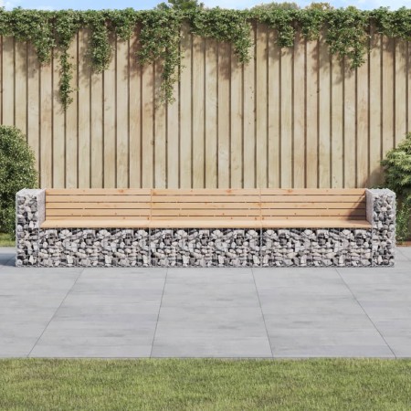 Banco jardín diseño gaviones madera maciza pino 347x71x65,5 cm de vidaXL, Bancos de jardín - Ref: Foro24-3196254, Precio: 400...