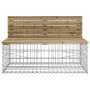 Banco jardín con gaviones madera pino impregnada 347x71x65,5 cm de vidaXL, Bancos de jardín - Ref: Foro24-3196256, Precio: 41...