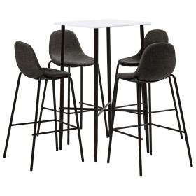 Juego de mesa alta y taburetes 5 piezas tela gris oscuro de vidaXL, muebles para cocinas y comedores - Ref: Foro24-3050007, P...