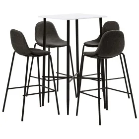 Juego de mesa alta y taburetes 5 piezas tela gris oscuro de vidaXL, muebles para cocinas y comedores - Ref: Foro24-3050007, P...