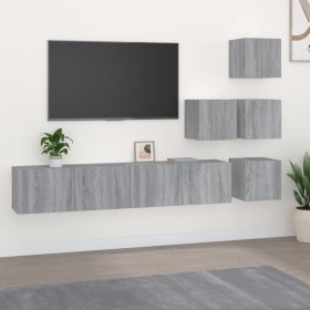 Mueble de pared para TV madera contrachapada gris sonoma en Muebles TV | Comprar online en Foru.es