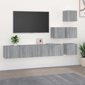 Mueble de pared para TV madera contrachapada gris sonoma en Muebles TV | Comprar online en Foru.es