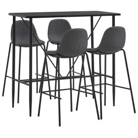 Juego de mesa alta y taburetes 5 piezas tela gris oscuro de vidaXL, muebles para cocinas y comedores - Ref: Foro24-3051295, P...
