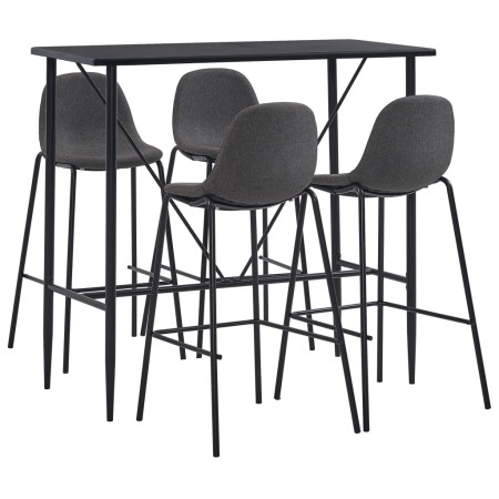 Juego de mesa alta y taburetes 5 piezas tela gris oscuro de vidaXL, muebles para cocinas y comedores - Ref: Foro24-3051295, P...