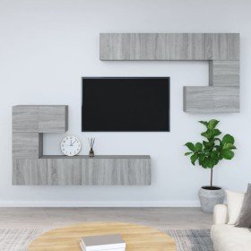 Mueble de pared para TV madera contrachapada gris sonoma en Muebles TV | Comprar online en Foru.es