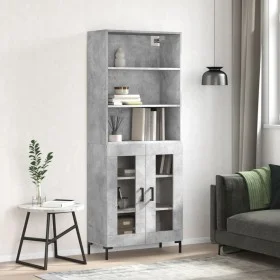 Aparador alto madera contrachapada gris hormigón 69,5x34x180 cm de vidaXL, Aparadores - Ref: Foro24-3189321, Precio: 131,51 €...
