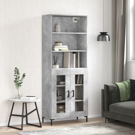 Aparador alto madera contrachapada gris hormigón 69,5x34x180 cm de vidaXL, Aparadores - Ref: Foro24-3189321, Precio: 139,98 €...