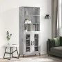 Aparador alto madera contrachapada gris hormigón 69,5x34x180 cm de vidaXL, Aparadores - Ref: Foro24-3189321, Precio: 131,51 €...