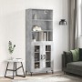 Aparador alto madera contrachapada gris hormigón 69,5x34x180 cm de vidaXL, Aparadores - Ref: Foro24-3189321, Precio: 139,98 €...