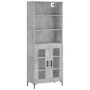 Aparador alto madera contrachapada gris hormigón 69,5x34x180 cm de vidaXL, Aparadores - Ref: Foro24-3189321, Precio: 131,51 €...