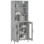 Aparador alto madera contrachapada gris hormigón 69,5x34x180 cm de vidaXL, Aparadores - Ref: Foro24-3189321, Precio: 139,98 €...