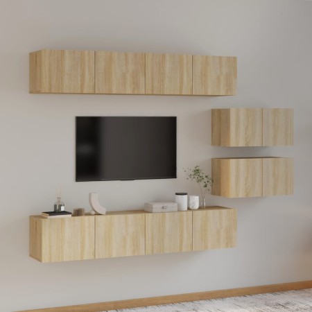 Set de muebles para TV 6 pzas madera contrachapada roble sonoma en Muebles TV | Comprar online en Foru.es