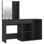 Tocador con LED y armario madera contrachapada negro de vidaXL, Tocadores para dormitorios - Ref: Foro24-3082018, Precio: 143...
