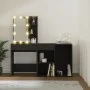 Tocador con LED y armario madera contrachapada negro de vidaXL, Tocadores para dormitorios - Ref: Foro24-3082018, Precio: 143...