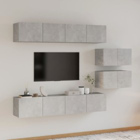 Set de muebles de TV 6 pzas madera contrachapada gris hormigón en Muebles TV | Comprar online en Foru.es