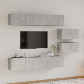 Set de muebles de TV 6 pzas madera contrachapada gris hormigón en Muebles TV | Comprar online en Foru.es