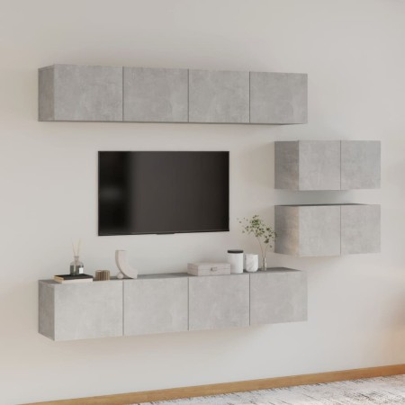 Set de muebles de TV 6 pzas madera contrachapada gris hormigón en Muebles TV | Comprar online en Foru.es