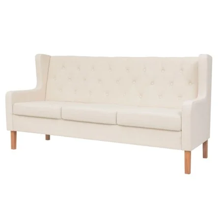 Sofá de 3 plazas de tela color blanco crema de vidaXL, Sofás - Ref: Foro24-245451, Precio: 385,35 €, Descuento: %