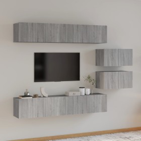 Set de muebles para TV 6 pzas madera contrachapada gris Sonoma en Muebles TV | Comprar online en Foru.es