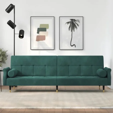 Sofá cama con cojines terciopelo verde oscuro de vidaXL, Sofás - Ref: Foro24-351859, Precio: 310,93 €, Descuento: %