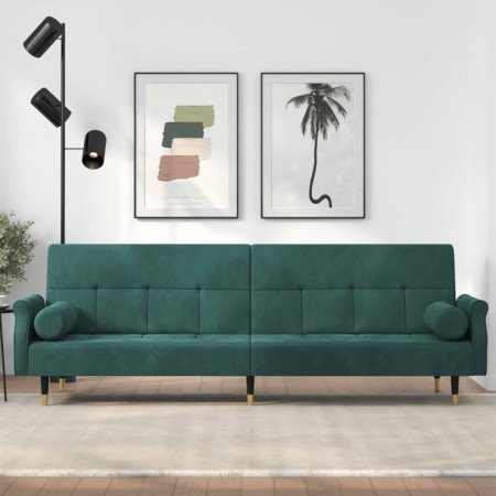 Sofá cama con cojines terciopelo verde oscuro de vidaXL, Sofás - Ref: Foro24-351859, Precio: 315,50 €, Descuento: %