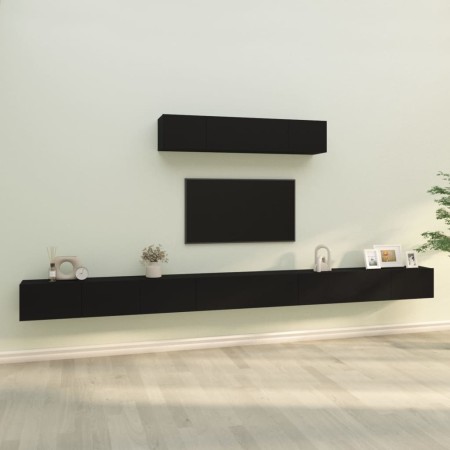 Set de muebles para TV 6 piezas madera contrachapada negro en Muebles TV | Comprar online en Foru.es