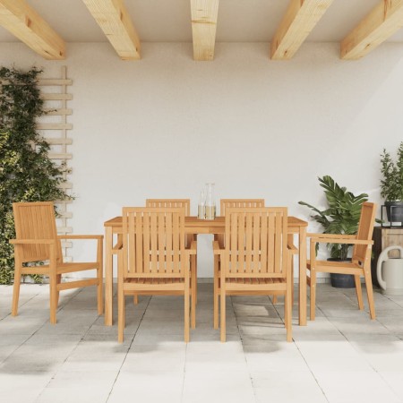 Sillas de jardín apilables 6 uds madera de teca 56,5x57,5x91 cm de vidaXL, Sillas de jardín - Ref: Foro24-3157902, Precio: 86...