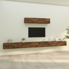 Set de muebles de TV 6 pzas madera contrachapada roble ahumado en Muebles TV | Comprar online en Foru.es