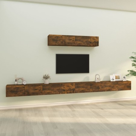 Set de muebles de TV 6 pzas madera contrachapada roble ahumado en Muebles TV | Comprar online en Foru.es