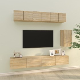 Set de muebles para TV 6 pzas madera contrachapada roble sonoma en Muebles TV | Comprar online en Foru.es