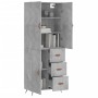 Aparador alto madera contrachapada gris hormigón 69,5x34x180 cm de vidaXL, Aparadores - Ref: Foro24-3195879, Precio: 167,97 €...