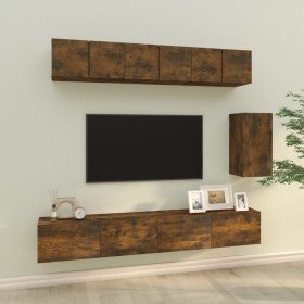 Set de muebles de TV 6 pzas madera contrachapada roble ahumado en Muebles TV | Comprar online en Foru.es