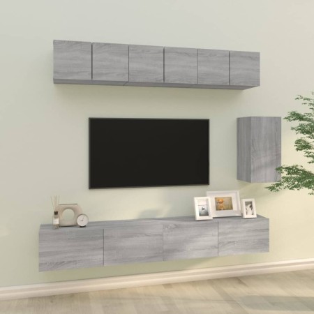 Set de muebles para TV 6 pzas madera contrachapada gris Sonoma en Muebles TV | Comprar online en Foru.es