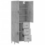 Aparador alto madera contrachapada gris hormigón 69,5x34x180 cm de vidaXL, Aparadores - Ref: Foro24-3195919, Precio: 164,11 €...