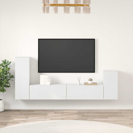 Set de muebles para TV 4 piezas madera contrachapada blanco en Muebles TV | Comprar online en Foru.es