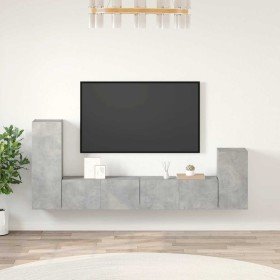 Set de muebles de TV 4 pzas madera contrachapada gris hormigón en Muebles TV | Comprar online en Foru.es