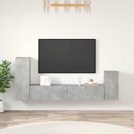 Set de muebles de TV 4 pzas madera contrachapada gris hormigón en Muebles TV | Comprar online en Foru.es