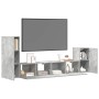 Set de muebles de TV 4 pzas madera contrachapada gris hormigón en Muebles TV | Comprar online en Foru.es