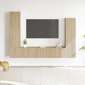 Set de muebles para TV 4 pzas madera contrachapada roble Sonoma en Muebles TV | Comprar online en Foru.es