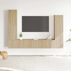 Set de muebles para TV 4 pzas madera contrachapada roble Sonoma en Muebles TV | Comprar online en Foru.es