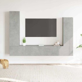 Set de muebles de TV 4 pzas madera contrachapada gris hormigón en Muebles TV | Comprar online en Foru.es