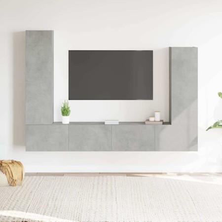 Set de muebles de TV 4 pzas madera contrachapada gris hormigón en Muebles TV | Comprar online en Foru.es