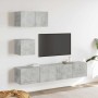 Set de muebles de TV 4 pzas madera contrachapada gris hormigón en Muebles TV | Comprar online en Foru.es