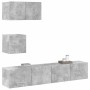 Set de muebles de TV 4 pzas madera contrachapada gris hormigón en Muebles TV | Comprar online en Foru.es